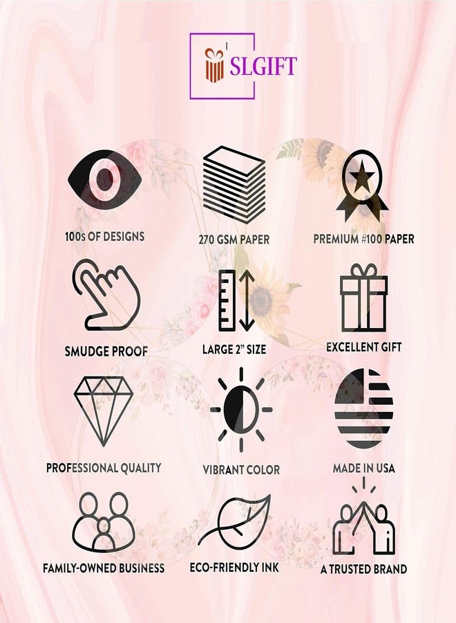 SLGIFT Vinyl Round Floral Theme Sticker, Self-Adhesive Vinyl Stickers, 40 Pieces, 2 x 2 Inches Round Sticker, 4 Unique Designs, R158 - Image 5